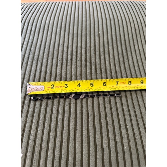 Vintage 935 Art Deco Sterling Silver Black Onyx Marcasite Bracelet - Picture 6 of 14